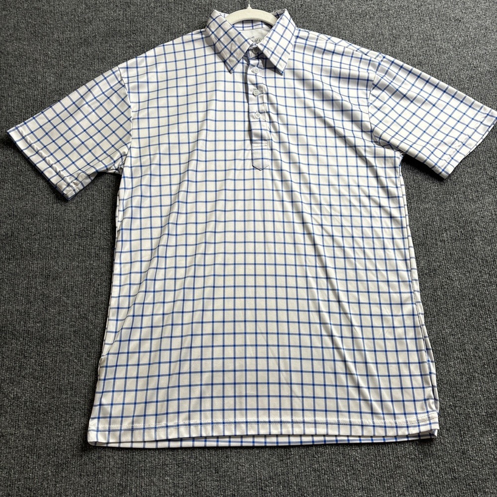 Collars & Co Dress Collar Polo Shirt Men's Large Gingham Check Golf Performance